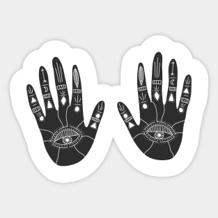 Witchy Cosmic Hands Black Sticker